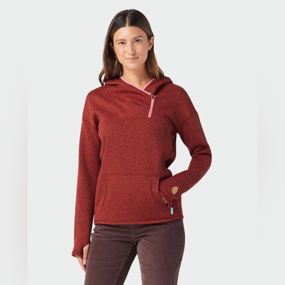 NWT Stio Sweetwater Fleece Hoodie Autumn Red Heather Medium - Picture 1 of 13